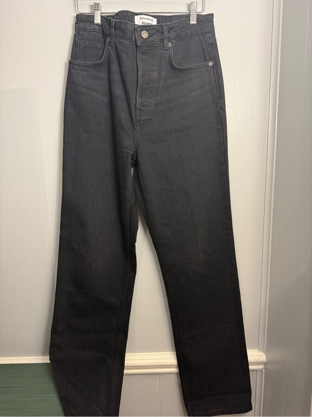 8. Reformation High-Rise Straight Black Jeans